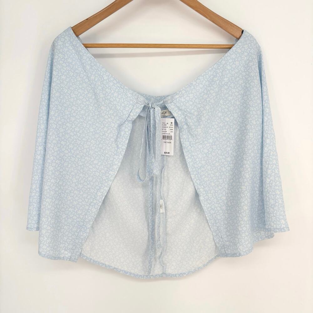 Pacsun John Galt NWT Blue White Floral Cape OS